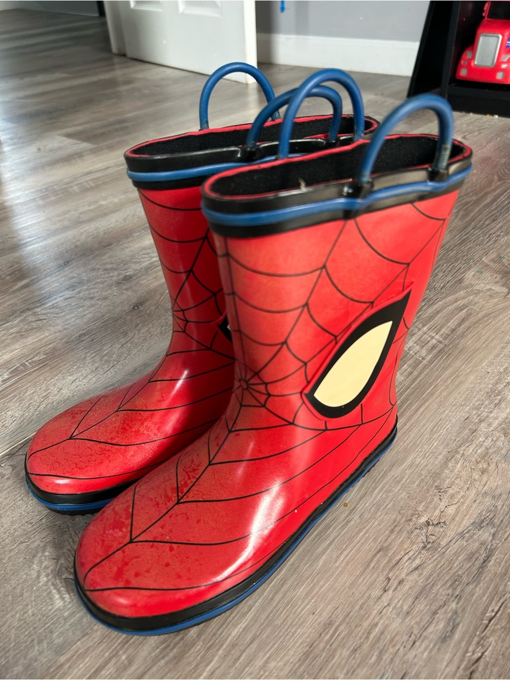 Marvel Kids Red Spider-Man Rain Boots with Blue Trim
